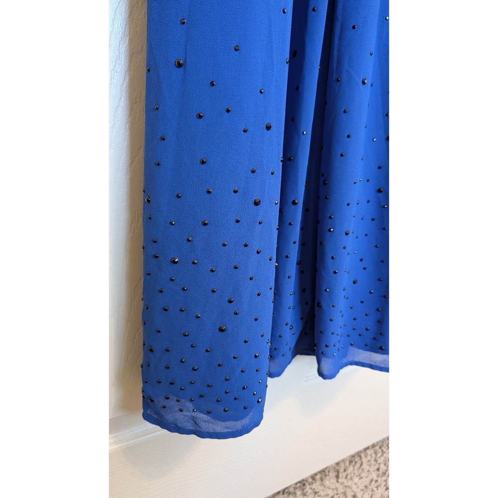 Rhyme Los Angeles Black Blue Colorblock Beaded Maxi Dress Sleeveless Womens L - Picture 5 of 7